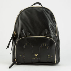 Adorable Kitty Cat Black Gold Small Backpack Bag